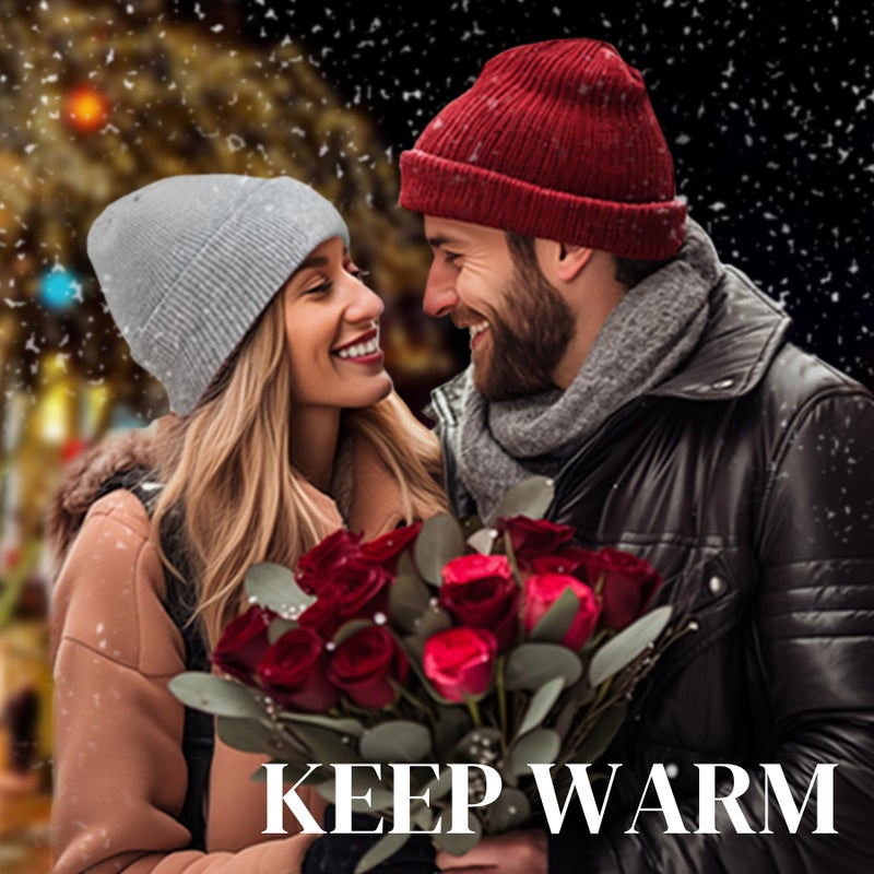 PFFY Beanie for Men Women Unisex Knit Cuffed Plain Winter Beanies Hats Skull Cap Babyblue - Image 3