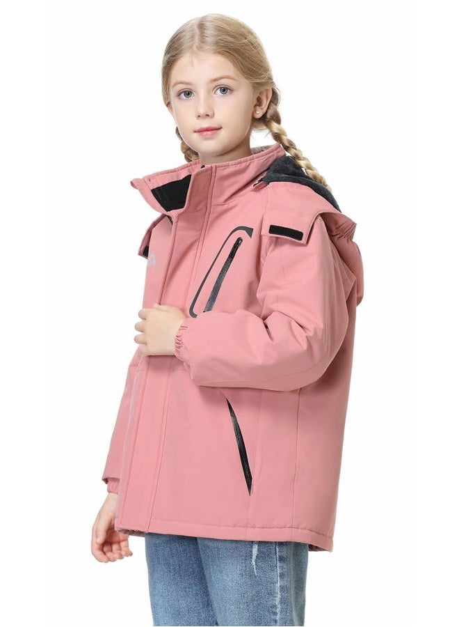 IDTALHZY Kid's Ski Jacket Waterproof Winter Coat Boy's and Girl's Fleece Snowboarding Jackets with Detachable Hood - Image 2