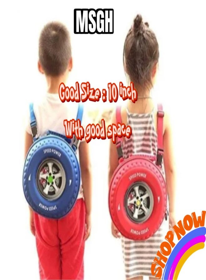 MSGH TYRE BAG 3D KIDS BAG FOR GIRLS AND BOYS (L BLUE) - Image 5