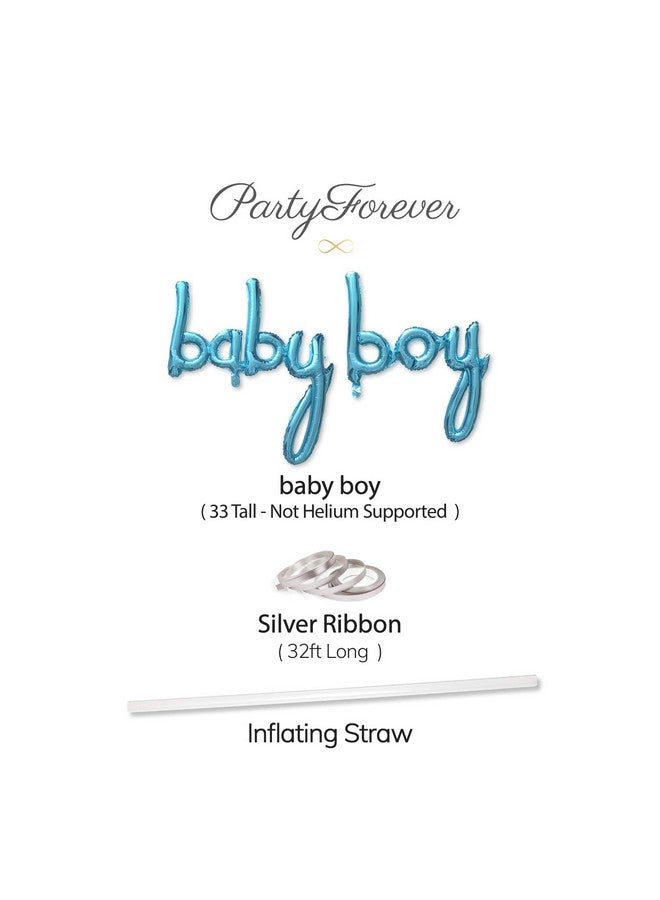 PartyForever Baby Boy Balloon Light Blue For Baby Shower Decorations And Supplies Boy Gender Reveal Party Foil Balloons Banner Letters - Image 2