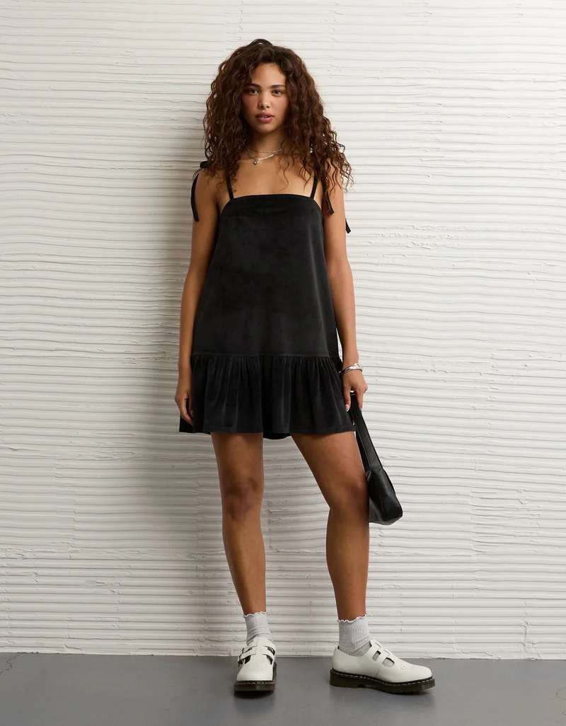 American Eagle  AE Velvet Bow Mini Dress for Women | Best Price UAE