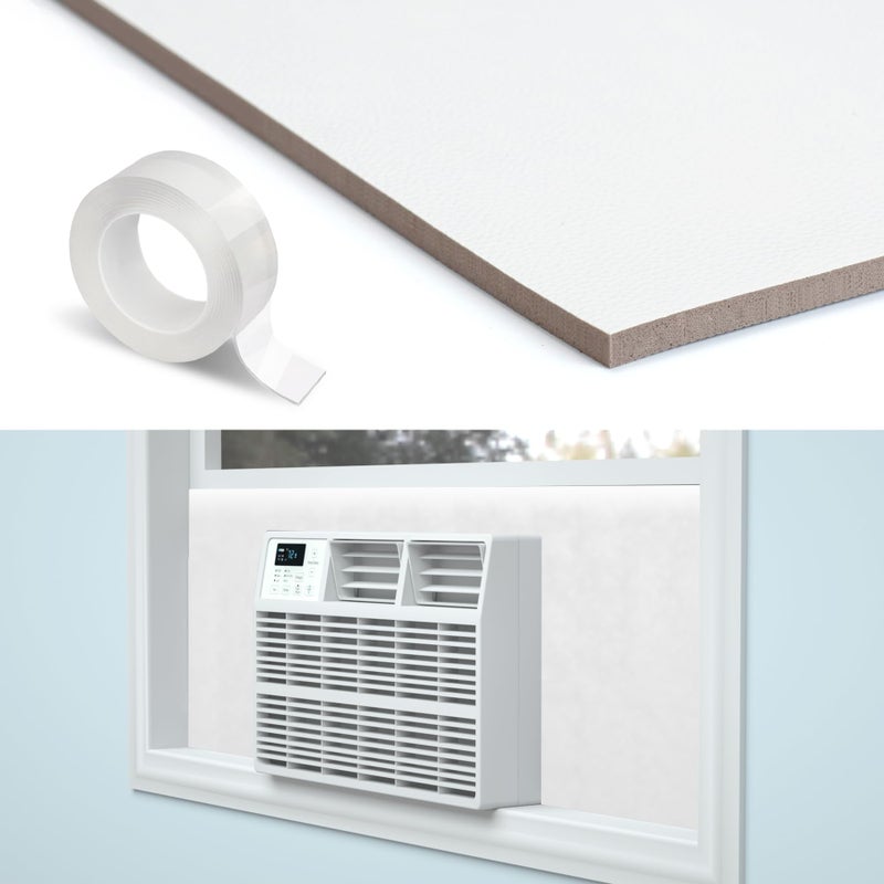 Air Jade Window Air Conditioner Side Panels Full Surround Insulated Foam Cover for Indoor Window AC Unit Window AC Seal Kit for Summer and Winter White