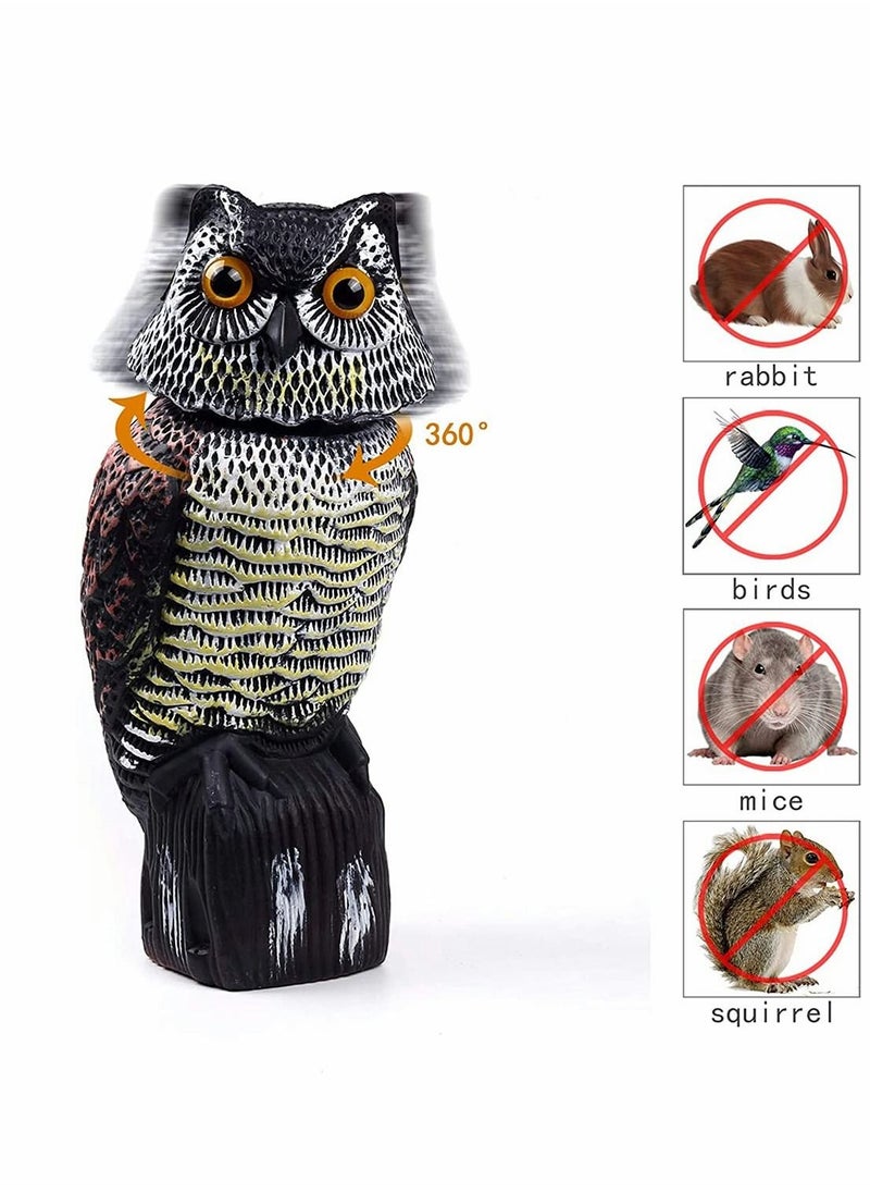 KASTWAVE - Owl Decoy with Rotating Head, Natural Enemy Scarecrow Fake Owls to Scary Birds Away, Bird Control and Deterrent Outdoor Garden Protectors with Accessories, Outdoor Farm Decorations - Image 1