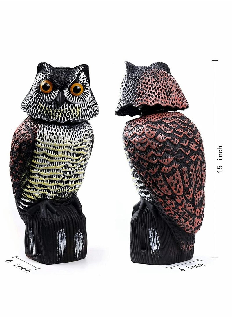KASTWAVE - Owl Decoy with Rotating Head, Natural Enemy Scarecrow Fake Owls to Scary Birds Away, Bird Control and Deterrent Outdoor Garden Protectors with Accessories, Outdoor Farm Decorations - Image 1