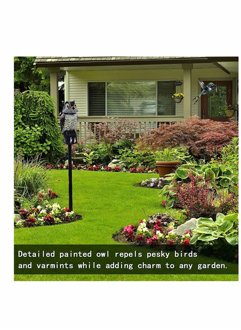 KASTWAVE - Owl Decoy with Rotating Head, Natural Enemy Scarecrow Fake Owls to Scary Birds Away, Bird Control and Deterrent Outdoor Garden Protectors with Accessories, Outdoor Farm Decorations - Image 1