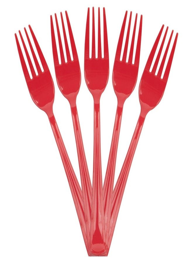 JAM PAPER Premium Utensils Party Pack - Plastic Forks - Red - 48 Disposable Forks/Pack - Image 1