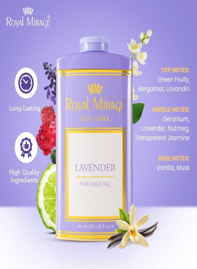 Royal Mirage Lavender Deodorizing Talc for Women | Aromatic & Soothing Powder | Calming Lavender & Herbal Notes | Soft & Smooth Skin | Long-Lasting Freshness | Talcum Powder for Women | 250gm - Image 2