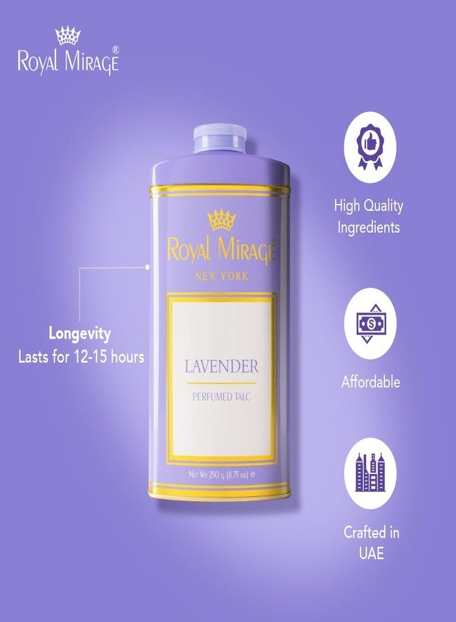 Royal Mirage Lavender Deodorizing Talc for Women | Aromatic & Soothing Powder | Calming Lavender & Herbal Notes | Soft & Smooth Skin | Long-Lasting Freshness | Talcum Powder for Women | 250gm - Image 4