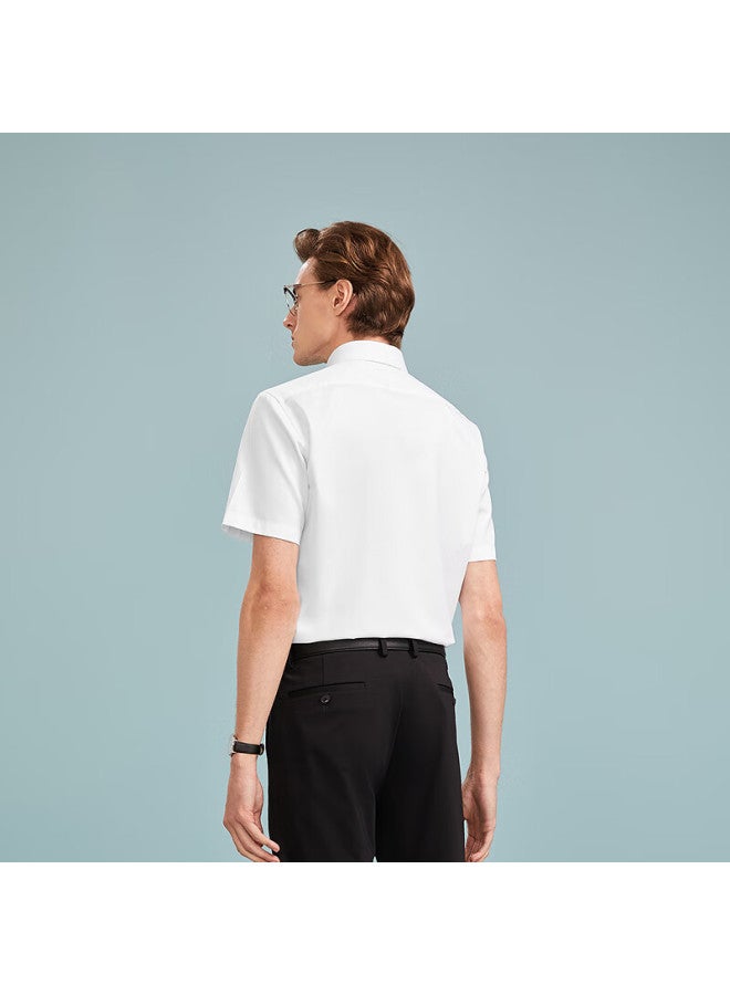 Youngor Summer New Business Casual Pure Cotton Loose Pocket Men's Short-sleeve Shirt, Size 42, White - Image 3