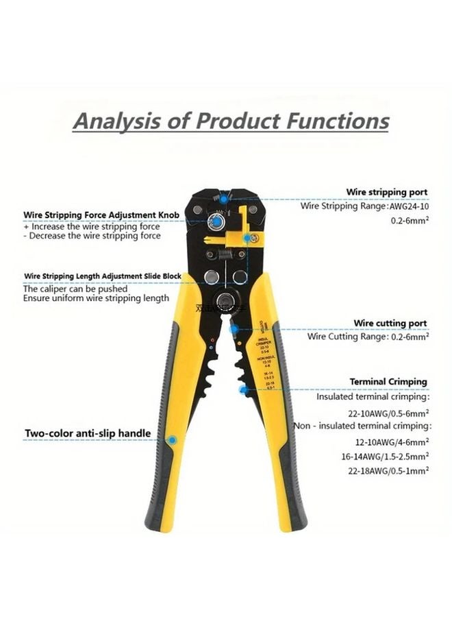 8 Inch Multifunctional Automatic Wire Stripper Pliers Crimping Cutting Tool 1pc - Image 4