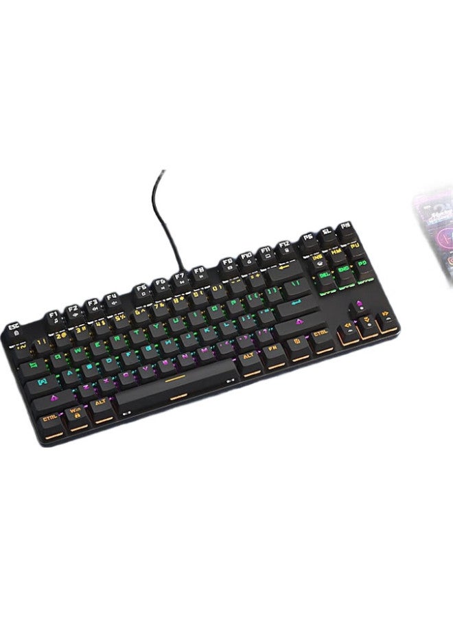 B.O.W Hangshi (Bow) G19 Wired Mechanical Keyboard, Hot-Swappable Mechanical Keyboard, Computer Office Keyboard, E-Sports Gaming Keyboard, 87-Key Mixed Backlit Keyboard, Red Switch, Black - Image 1