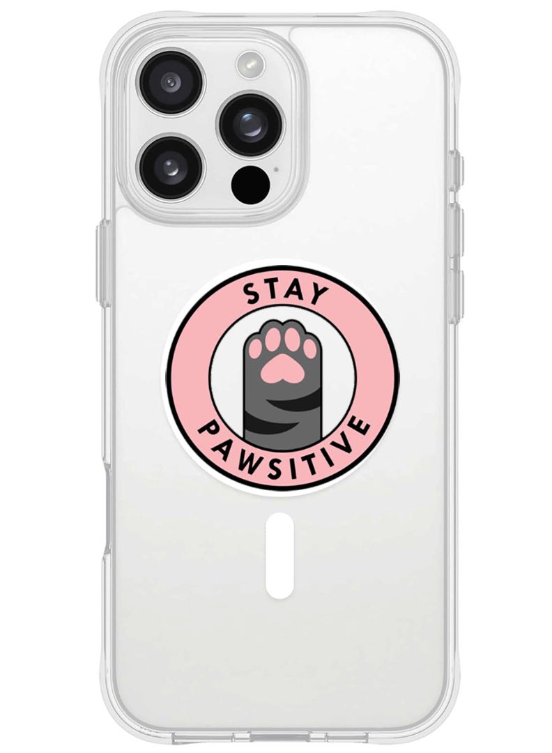 Theodor iPhone 16 Pro Max Magsafe Magnetic Case for iPhone Compatible with Wireless Charging, Shockproof Phone Bumper Cover - Stay Pawsitive 1 - Image 1