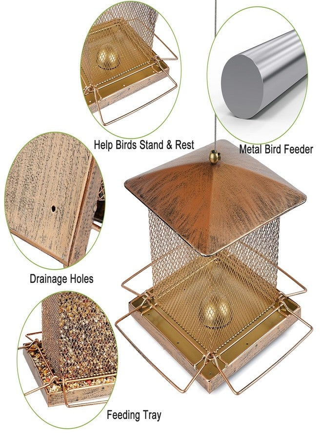IWNTWY Bird Feeder, Heavy Duty Metal Bird Feeders for Outdoor Hanging, Wild Birdfeeder with Squirrel Proof Buckle for Garden Yard Outside Backyard, 3.5LB Large Capacity - Image 3