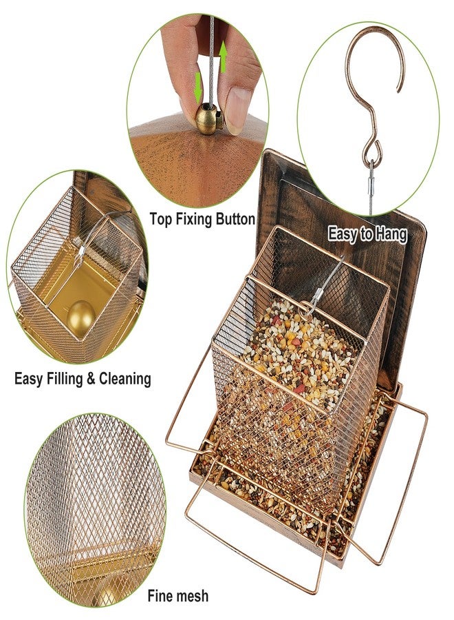 IWNTWY Bird Feeder, Heavy Duty Metal Bird Feeders for Outdoor Hanging, Wild Birdfeeder with Squirrel Proof Buckle for Garden Yard Outside Backyard, 3.5LB Large Capacity - Image 4