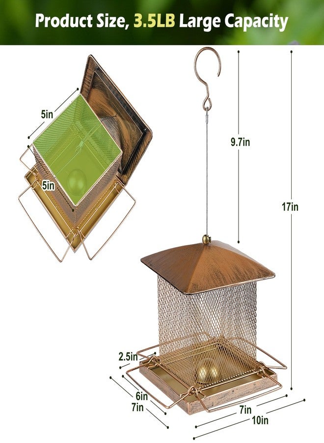 IWNTWY Bird Feeder, Heavy Duty Metal Bird Feeders for Outdoor Hanging, Wild Birdfeeder with Squirrel Proof Buckle for Garden Yard Outside Backyard, 3.5LB Large Capacity - Image 2
