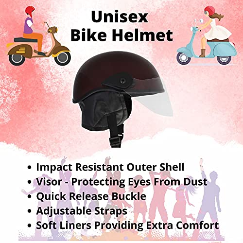 Western Era Half Helmet with Clear Visor for Men & Women ||Safety & Comfort|| Stylish Enhanced Design || (Medium, Maroon Glossy) - Image 5