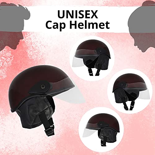 Western Era Half Helmet with Clear Visor for Men & Women ||Safety & Comfort|| Stylish Enhanced Design || (Medium, Maroon Glossy) - Image 3