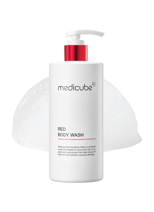Medicube medicube Red Acne Body Wash 14.10 Fl.oz I Low pH and Hydrating Cleanser with Salicylic Acid, Lactic Acid, Niacinamide and Hyaluronic Acid Suitable for Bacne Treatment | Korean Skin Care 