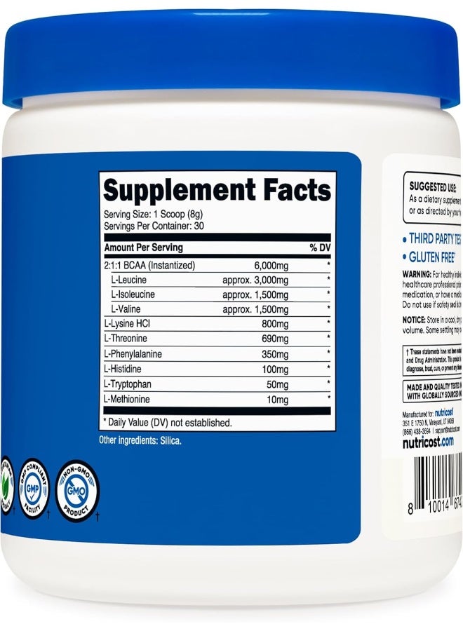 Nutricost Eaa Powder 30 Servings Unflavored - Essential Amino Acids - Non-Gmo, Gluten Free, Vegetarian Friendly - Image 2