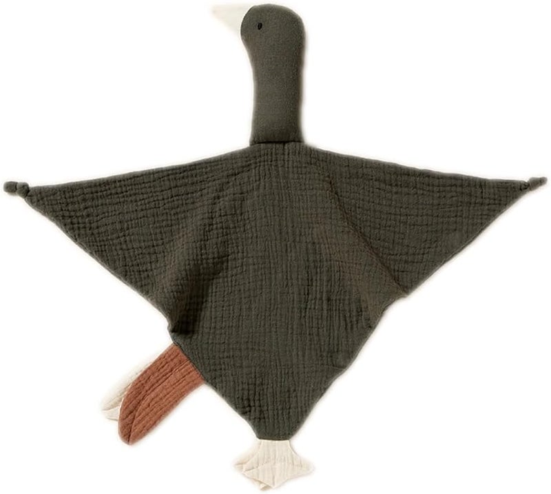 FOMAISELF Baby Loveys Security Blankets Cotton Muslin Soft Lovie Cuddly Lovies for Infants Unisex Boy Girls Cuddle Goose Green Brown - Image 1