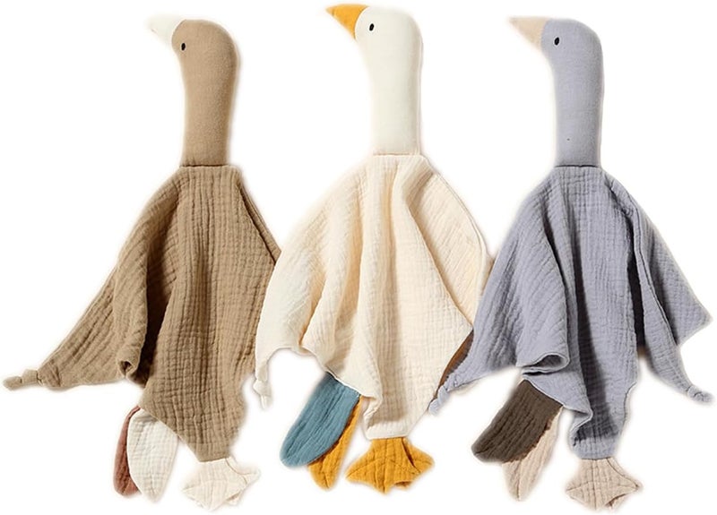 FOMAISELF Baby Loveys Security Blankets Cotton Muslin Soft Lovie Cuddly Lovies for Infants Unisex Boy Girls Cuddle Goose Green Brown - Image 3