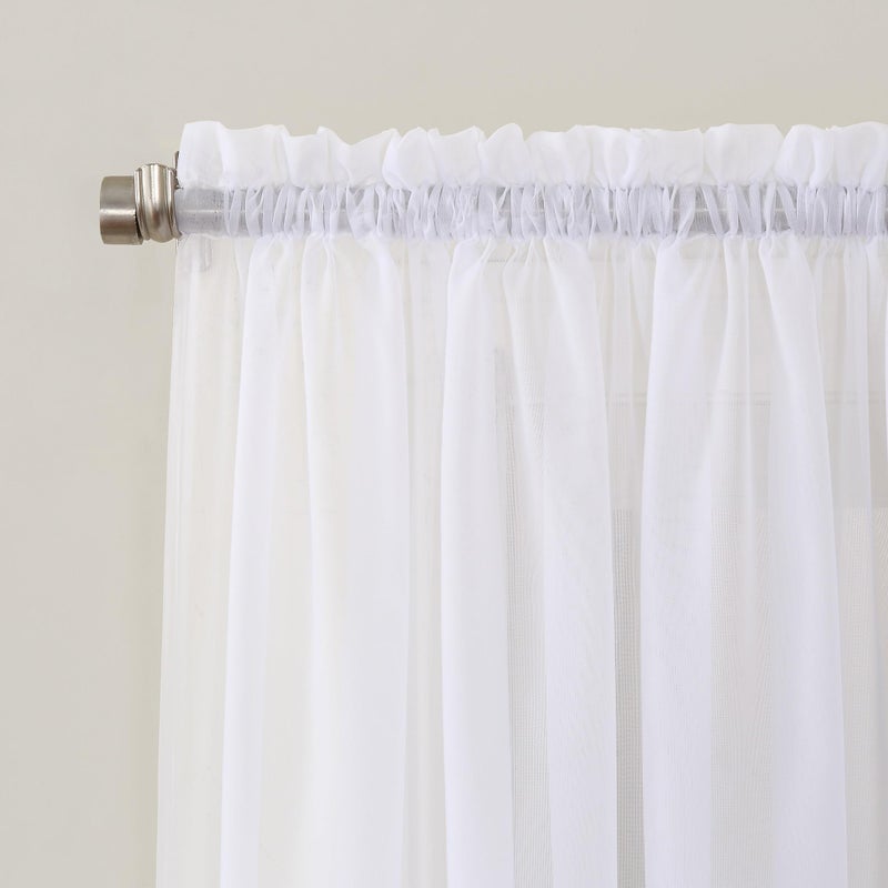 No. 918 Emily Sheer Voile Single Curtain Panel, 59 x 108 Inch, White - Image 2