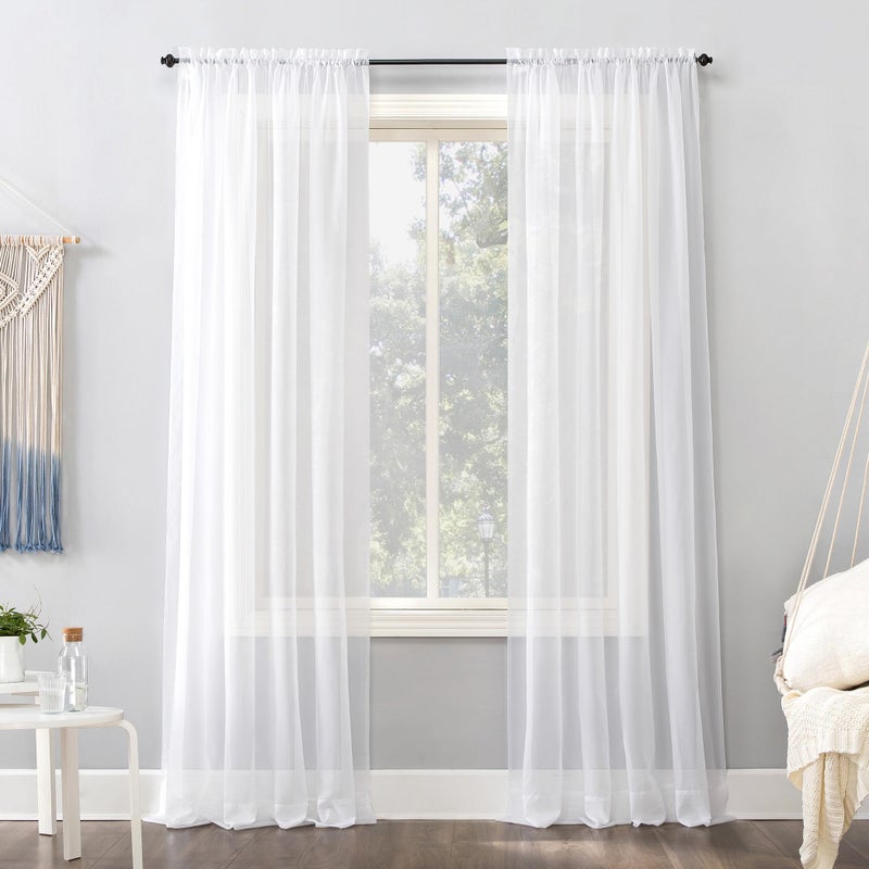 No. 918 Emily Sheer Voile Single Curtain Panel, 59 x 108 Inch, White - Image 1