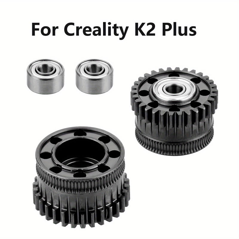 2pcs Hard Steel Upgrade Kit For K2 Plus Featuring Dual Helical All Metal Extruder Driver Gear DLC Coated For 3D Printing - Image 1