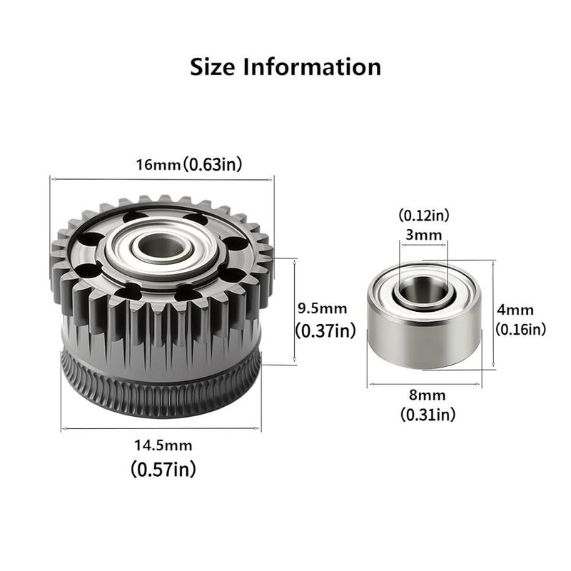 2pcs Hard Steel Upgrade Kit For K2 Plus Featuring Dual Helical All Metal Extruder Driver Gear DLC Coated For 3D Printing - Image 3