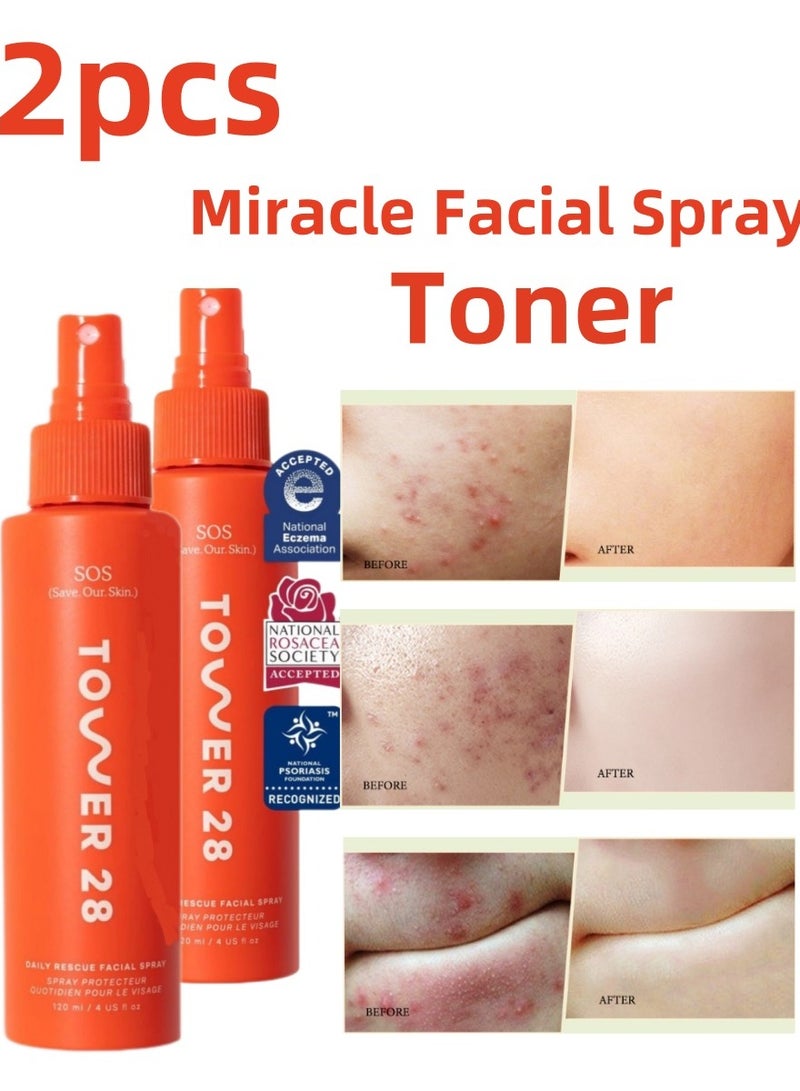 TOWER 28 2PCS Tower 28 SOS Daily Rescue Facial Spray - Miracle pH-Balancing Toner | Hypochlorous Acid for Ultra-Sensitive Skin (4 Fl Oz Each)​ - Image 1