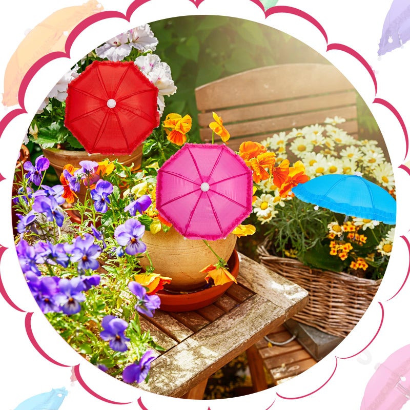 Eccliy 12 Pcs Mini Umbrella 11.8 Inch Colorful Tiny Plant Umbrella Adjustable Beach Sunny Rainy 1:6 Scale Doll Toys Cute Parasol for Photography Prop Supplies Home Decorations, 8 Colors (Classic Color). - Image 4
