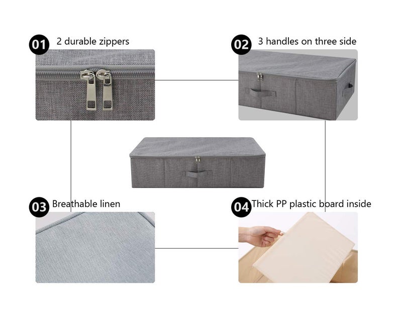 iwill CREATE PRO Under Bed Storage Container, Underbed Shoe Storage Organizer Box with Lid,Dark Gray - Image 2