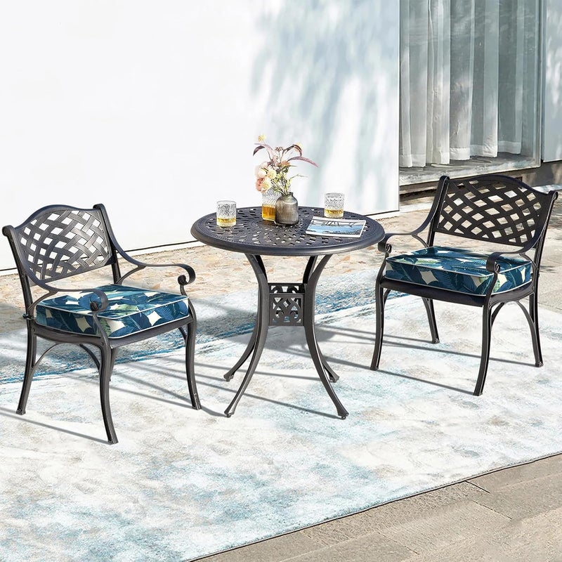 LVTXIII Patio Chair Cushions 22"x22"x3", Water-Repellent Outdoor Seat Cushions for Patio Furniture, Square Chair Pads with Ties for Home Garden Decoration, Set of 2, Swaying Palms Blue - Image 2