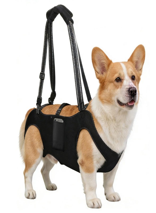 INKNOTE Dog Lift Harness with Pocket Full Body Dog Harness with Adjustable Handle Dog Carrying Sling Pet Legs Support Sling for Senior Dogs Joint Injuries Post Surgery Recovery Hiking,Black,L - Image 1