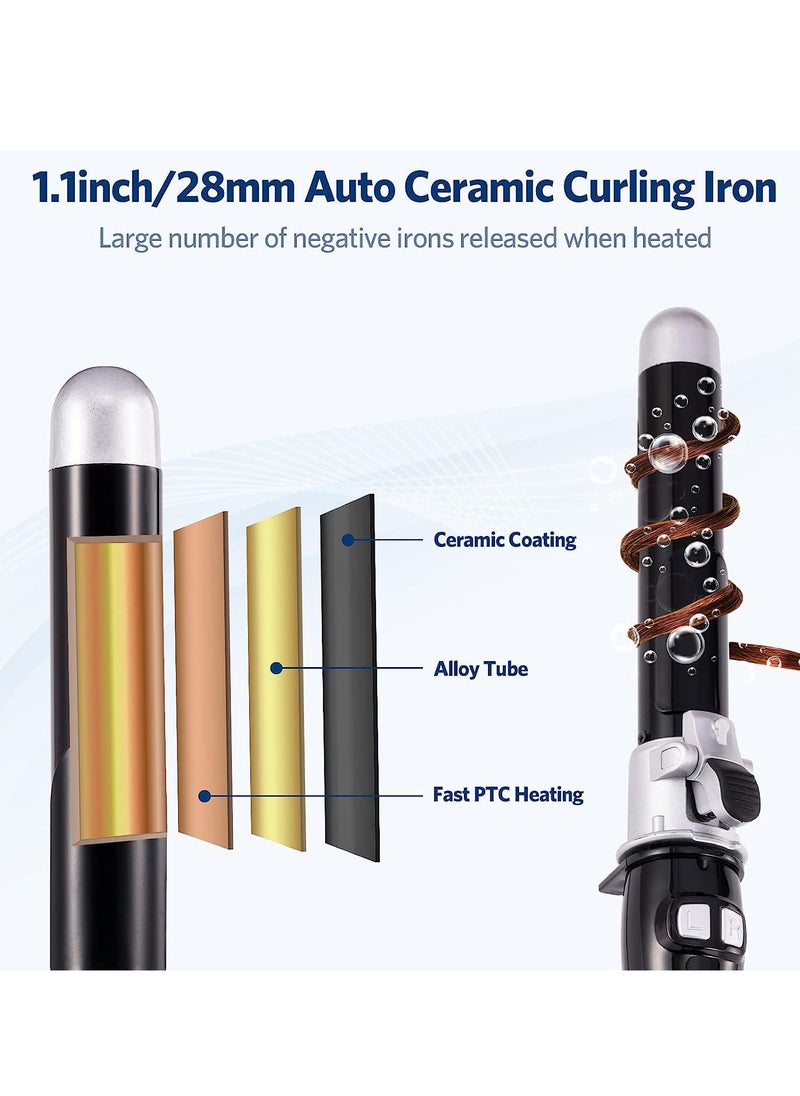 Sharpdo - Automatic Curling Iron Wand, Rotating Hair Curler for Long Hair, Auto Hair Styling Curler Dual Voltage Ceramic Tourmaline Curling Iron 1.1inch（28mm） - Image 1