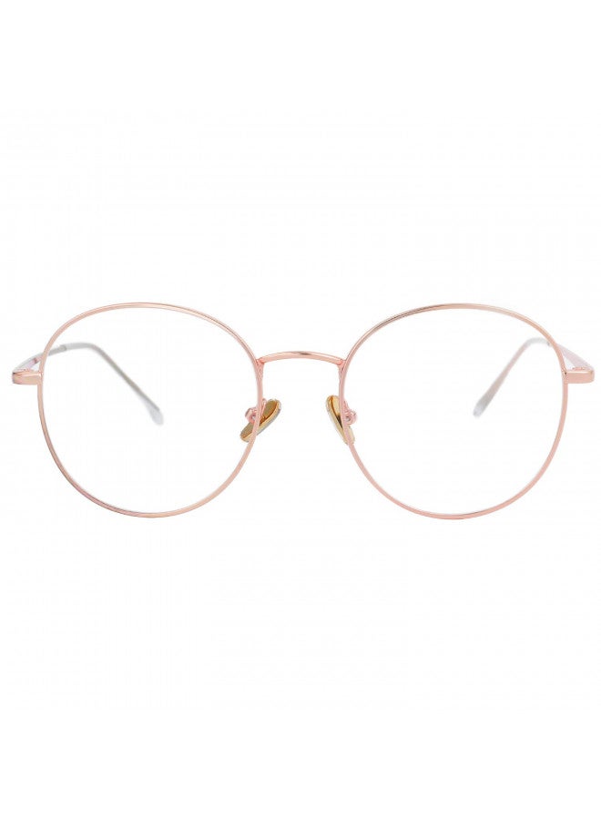 Kursan Blue Light Blocking Glasses for Women Men Stylish Round Metal Frame Clear Lens Eyeglasses (Rose Gold) - Image 4