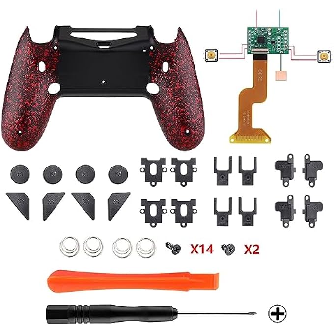 rayihni DAWN2.0 FLASHSHOT TRIGGER STOP REMAP KIT FOR PS4 CUH-ZCT2 CONTROLLER, DIY REPLACEMENT CASE & UPGRADE BOARD & 2 BACK BUTTONS & 2 TRIGGER LOCK FOR PS4 CONTROLLER JDM040/050/055 TEXTURED RED - Image 3