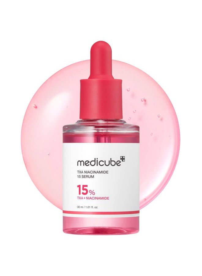 Medicube سيروم الوجه المتألق من ميديكوب TXA + نياسيناميد 15% للعناية بعد البقع | روتين العناية بالبشرة الكورية اليومية الشاملة | العناية بتفاوت لون البشرة، والملمس، والترطيب | حمض ترانيكساميك بتركيز 5% | 1.01 أونصة سائلة - Image 1