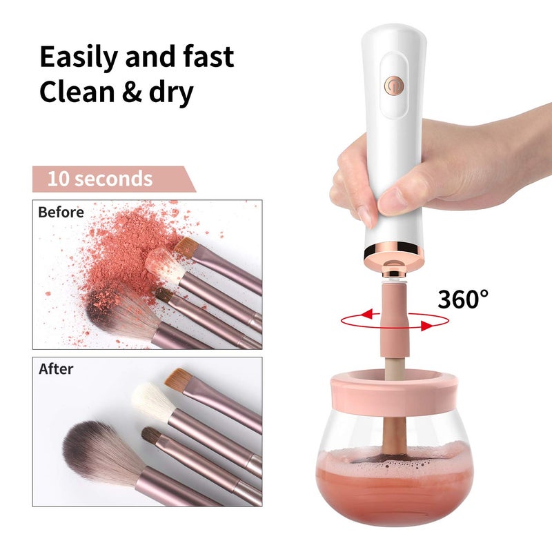 Senbowe Upgraded Makeup Brush Cleaner and Dryer Machine, Electric Cosmetic Automatic Brush Spinner with 8 Size Rubber Collars, Wash and Dry in Seconds, Deep Cosmetic Brush Spinner for Brushes - Image 2