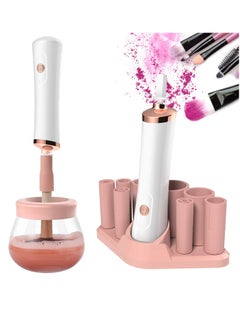 Senbowe Upgraded Makeup Brush Cleaner and Dryer Machine, Electric Cosmetic Automatic Brush Spinner with 8 Size Rubber Collars, Wash and Dry in Seconds, Deep Cosmetic Brush Spinner for Brushes