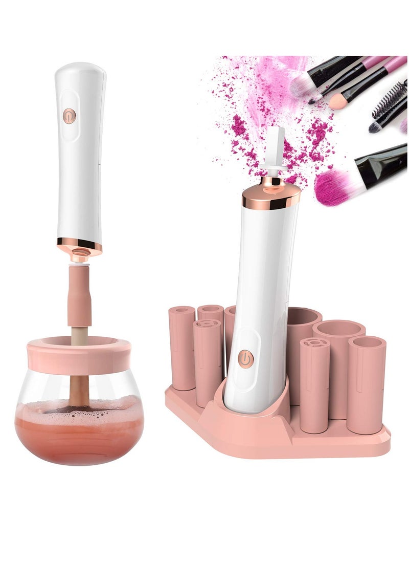 senbowe - Senbowe Upgraded Makeup Brush Cleaner and Dryer Machine, Electric Cosmetic Automatic Brush Spinner with 8 Size Rubber Collars, Wash and Dry in Seconds, Deep Cosmetic Brush Spinner for Brushes - Image 1
