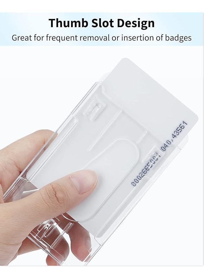 Pawfly 2 Pack Vertical 2 Card Badge Holder With Thumb Slot Hard Transparent Pc Case Protector For Office School Ids Credit Cards Driver'S Licenses And Passes  - Image 3