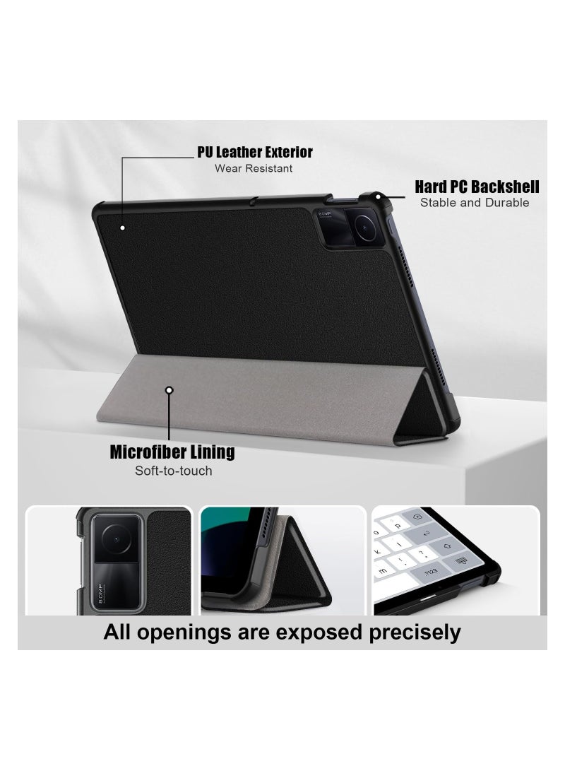 SYOSI Durable Smart Cover for Redmi Pad SE, 11'' Flip Cover with Stand Custom-fit Trifold Cover Auto Wake/Sleep Slim and Lightweight Tablet Case PU Leather Case for Xiaomi Redmi Pad SE 2023,Black - Image 2
