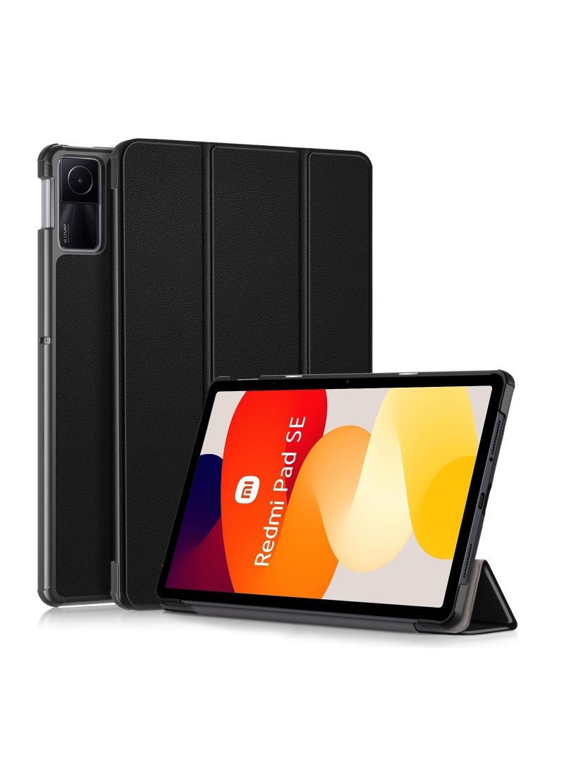 SYOSI Durable Smart Cover for Redmi Pad SE, 11'' Flip Cover with Stand Custom-fit Trifold Cover Auto Wake/Sleep Slim and Lightweight Tablet Case PU Leather Case for Xiaomi Redmi Pad SE 2023,Black - Image 1
