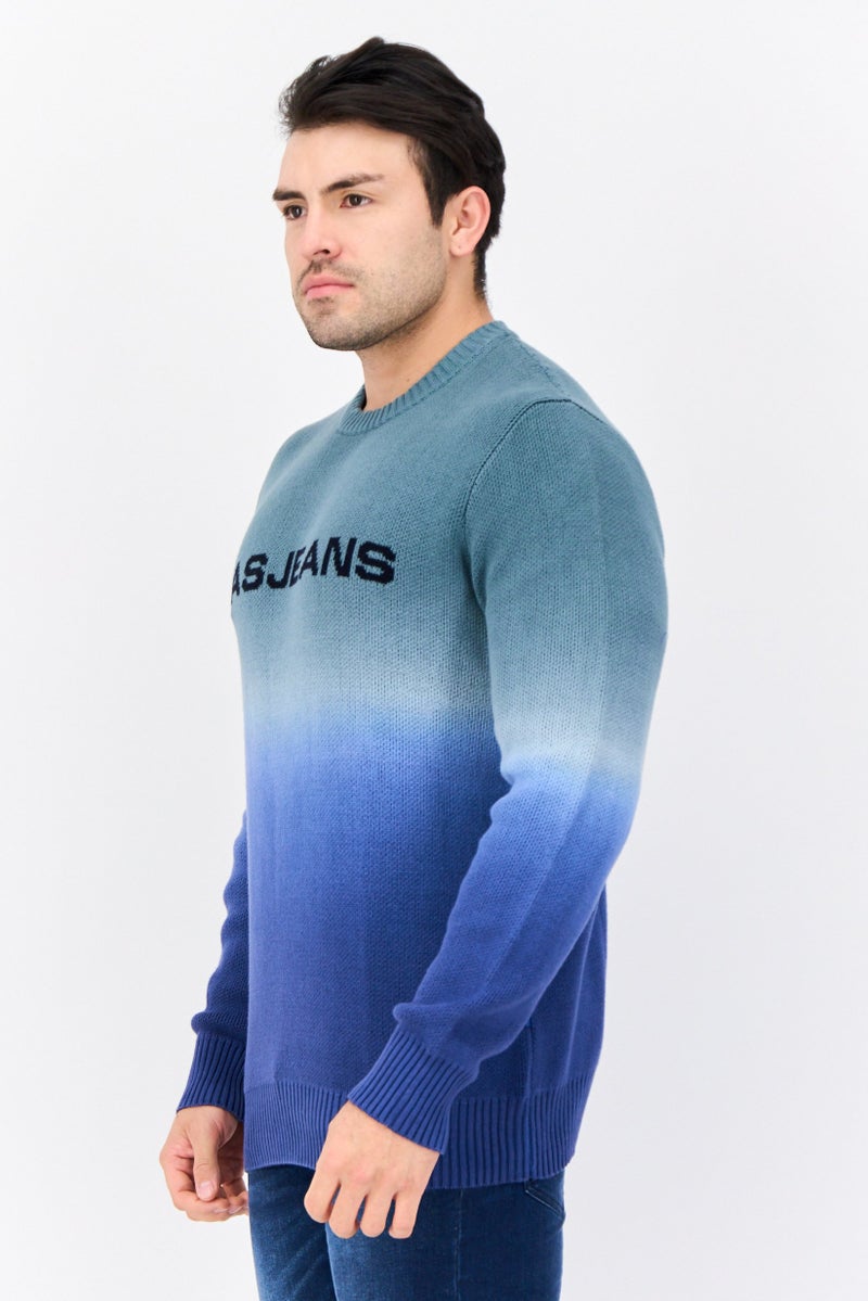 GAS سويت شيرت رجالي بياقة دائرية بلونين، أزرق/أخضر مريمي - Image 4