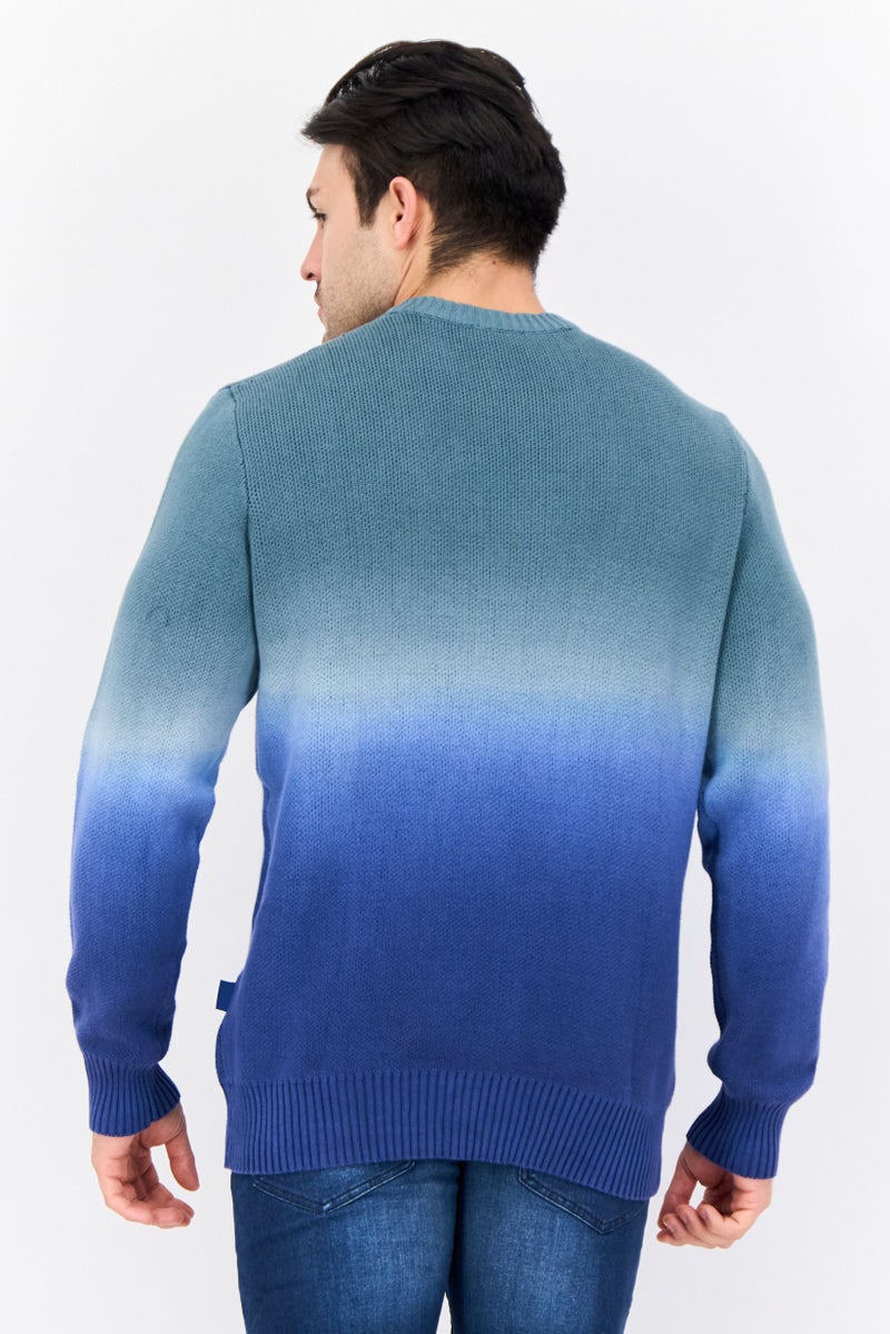 GAS سويت شيرت رجالي بياقة دائرية بلونين، أزرق/أخضر مريمي - Image 2