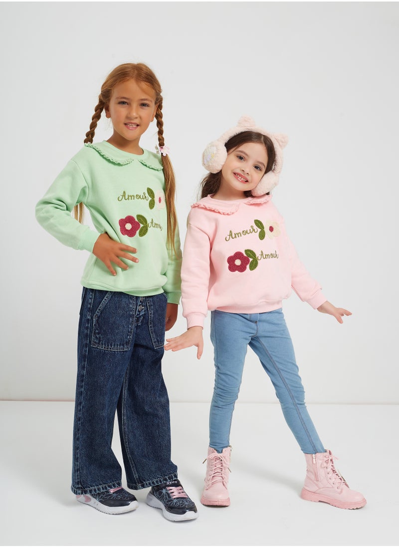 melon - Girls  Printed Cotton sweatshirt-Rose - Image 1
