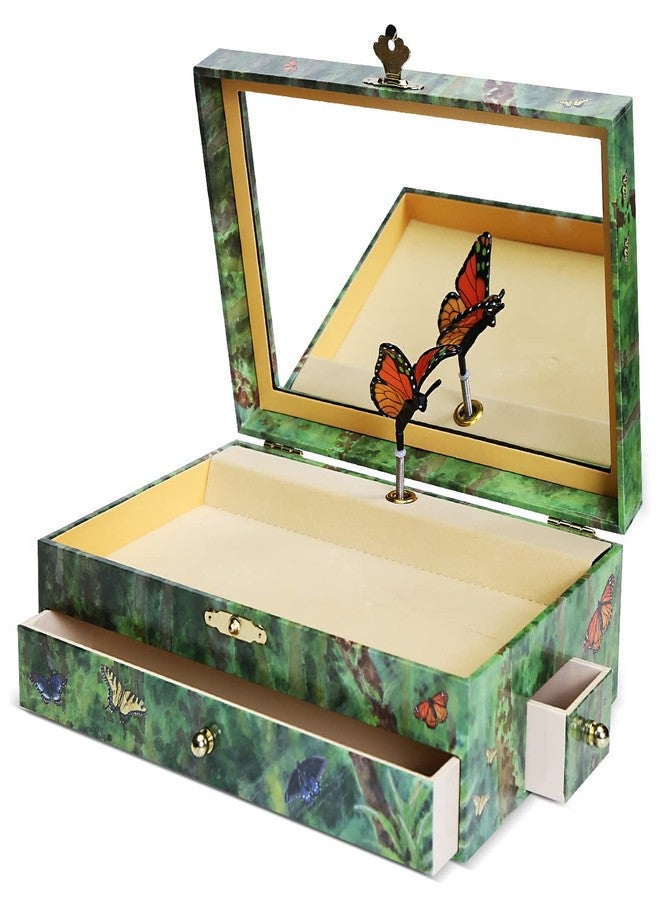 Enchantmints Musical Butterfly Jewelry Box Butterfly Spins to Music 3 Pullout Drawers - Image 1