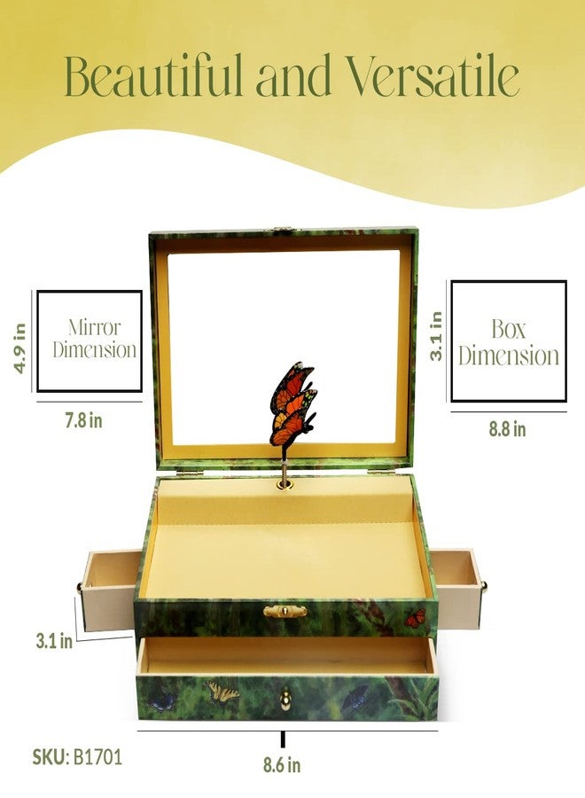 Enchantmints Musical Butterfly Jewelry Box Butterfly Spins to Music 3 Pullout Drawers - Image 5