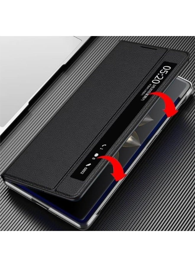 General - Compatible with Honor Magic V2 Intelligent Window High-end Business Leather Case, Foldable Screen, Full Protective Case - Image 1